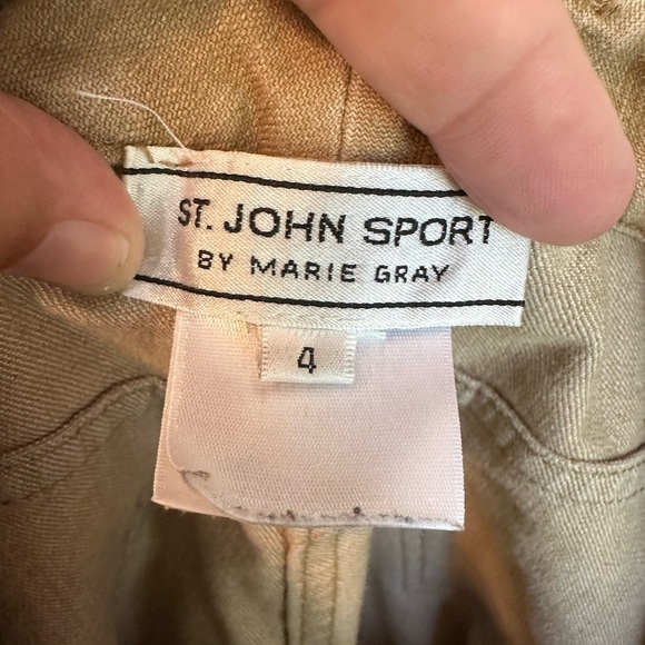 St. John Sport by Marie Gray Tan Mid Rise Straight Leg Pants Size 4 Classic - Picture 2 of 3